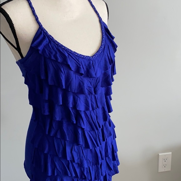 Blue Guess Ruffle Tank - Picture 2 of 6